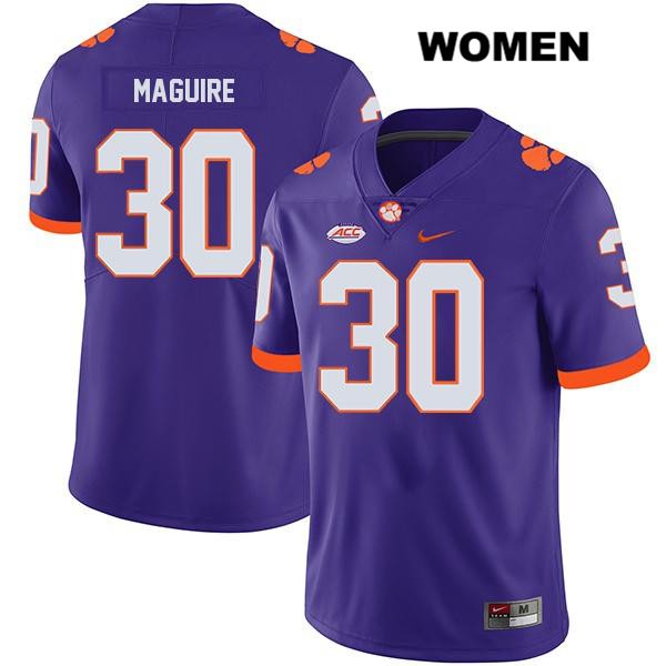 Women's Clemson Tigers #30 Keith Maguire Stitched Purple Legend Authentic Nike NCAA College Football Jersey NCP4746GZ